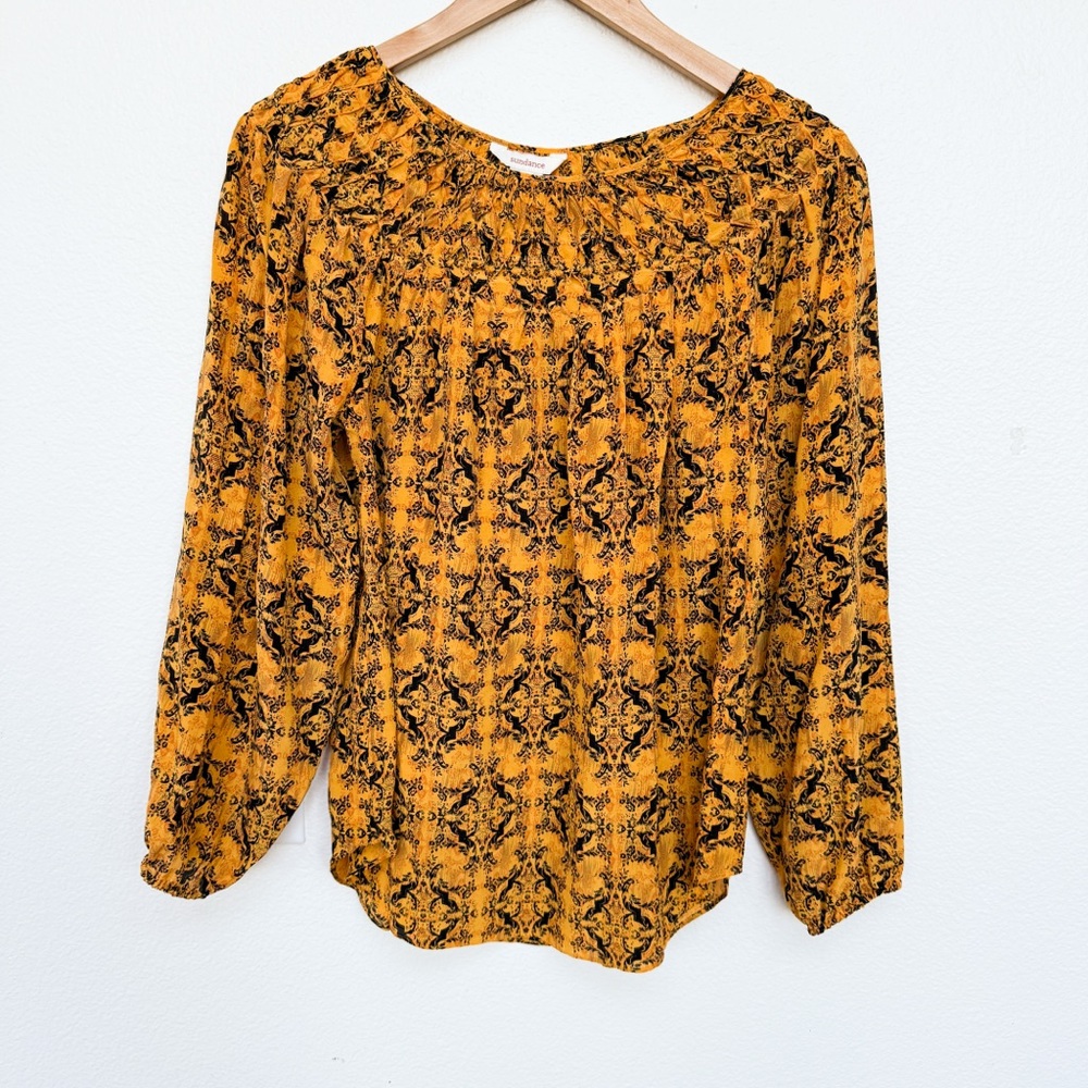 Sundance 100% Silk Yellow Blouse Size M